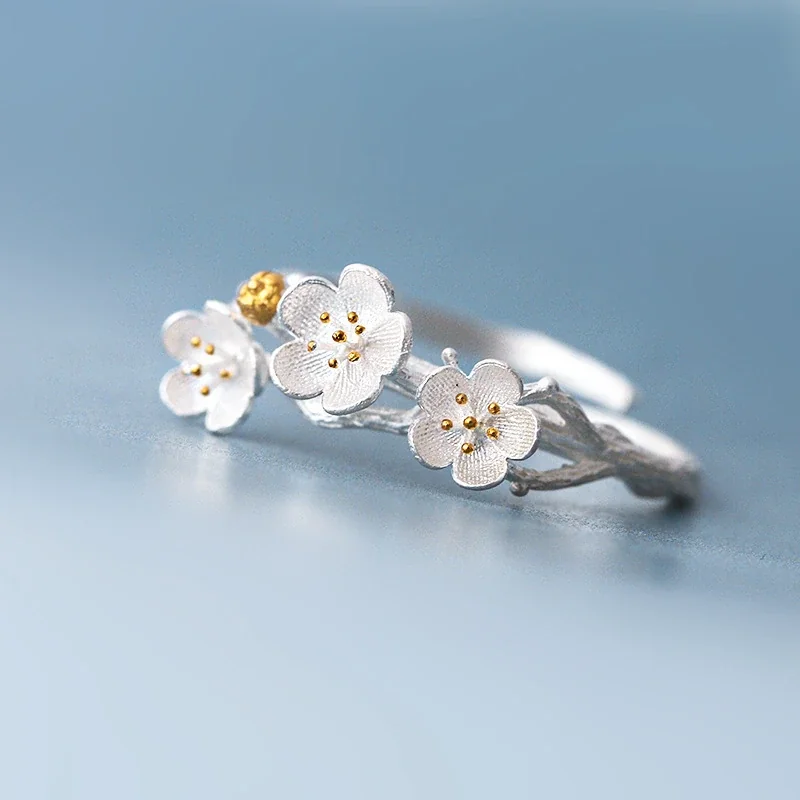 Delicate Silver-Plated Petal Trio Open Copper Ring