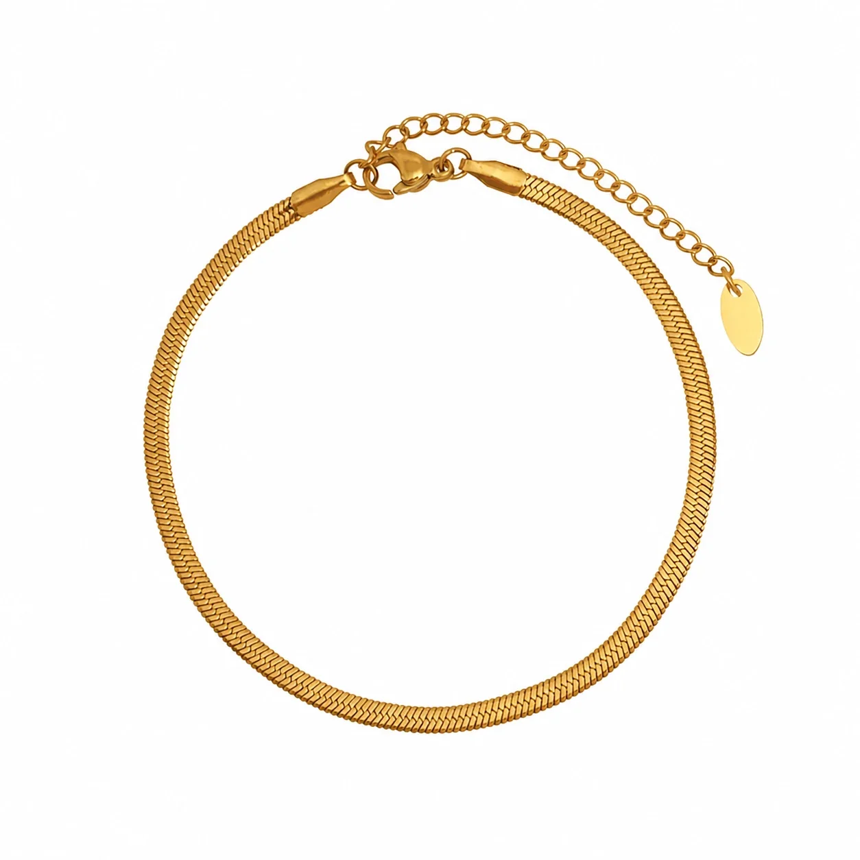 Sleek Gold-Plated Stainless Steel Flat Snake Chain Necklace