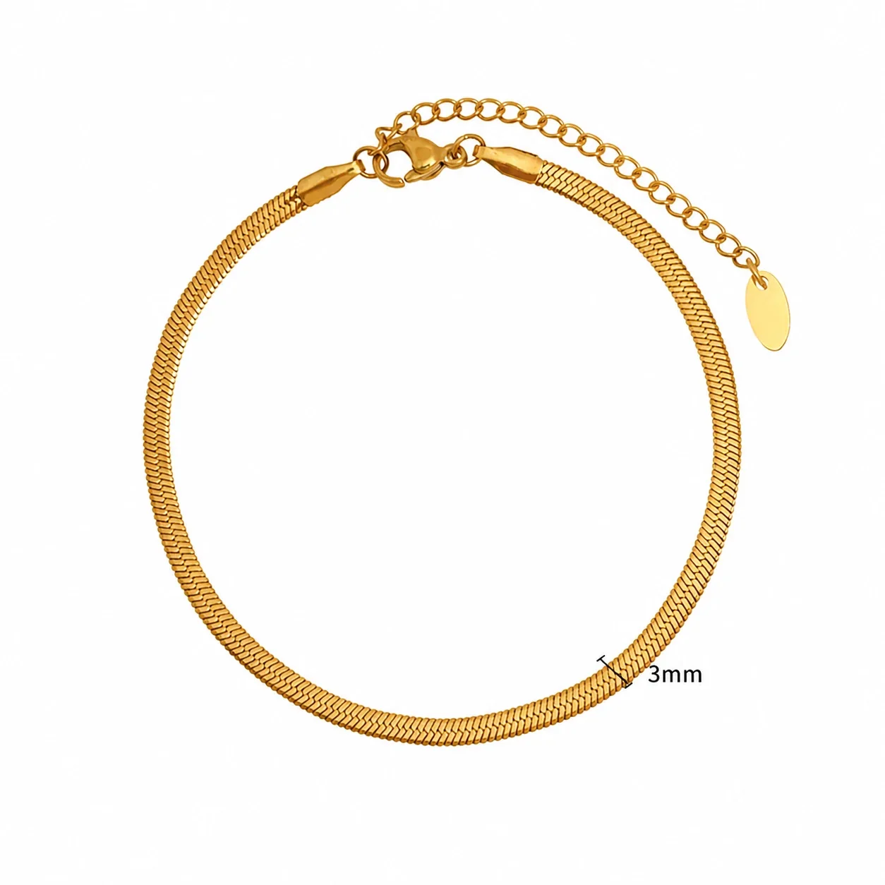 Sleek Gold-Plated Stainless Steel Flat Snake Chain Necklace - Gold
