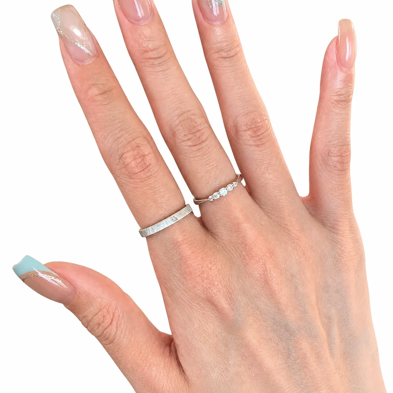 Delicate Five-Crystal Prong-Set Open Copper Ring