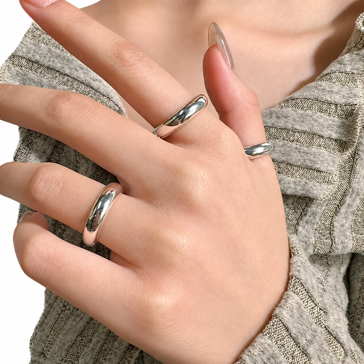 Sculptural 925 Sterling Silver High-Polish Dome Ring