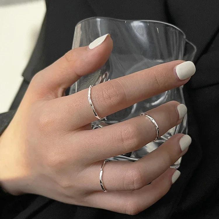 Organic 925 Sterling Silver Hammered Open-Front Ring