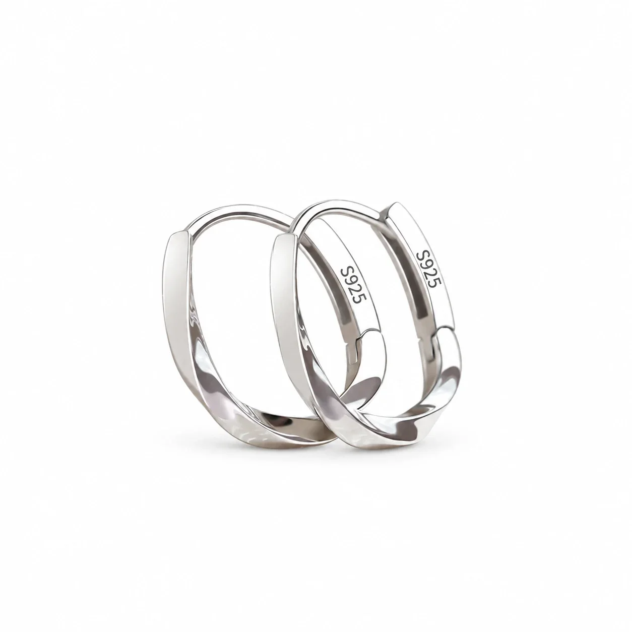 Sculptural 925 Sterling Silver Twisted U Hoop Earrings