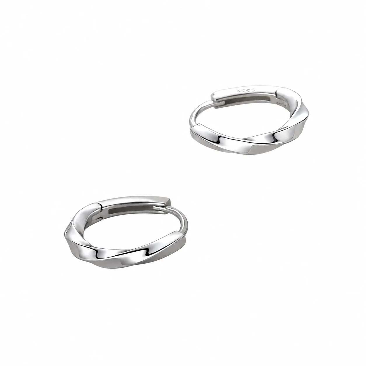 Sculptural 925 Sterling Silver Twisted U Hoop Earrings