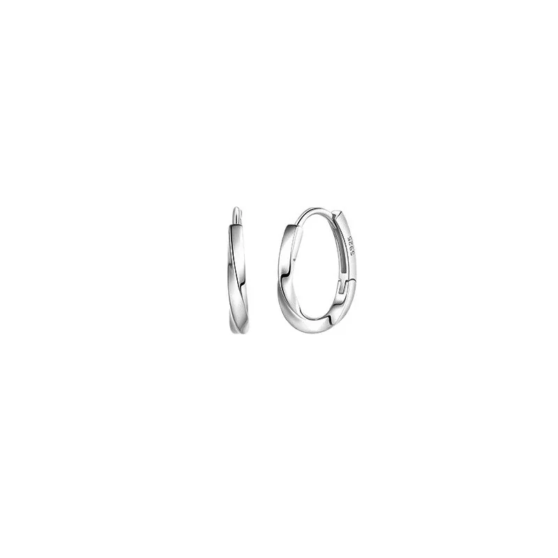 Sculptural 925 Sterling Silver Twisted U Hoop Earrings