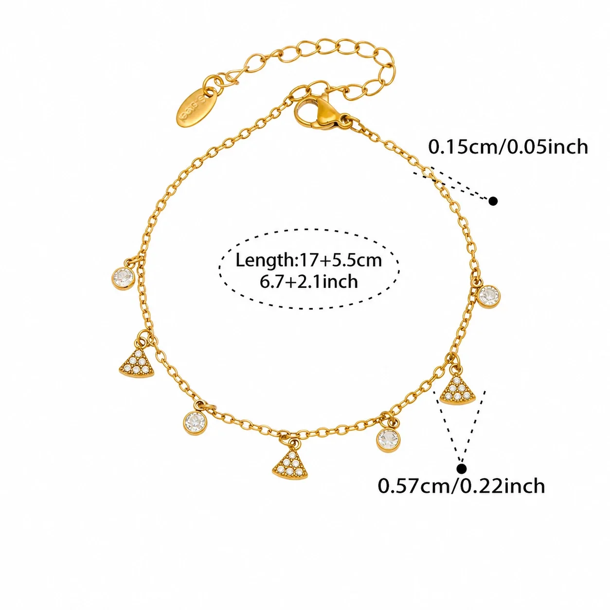 Celestial Bead Chain Star Y-Drop Stainless Steel Jewelry Set - Gold 17+5 cm