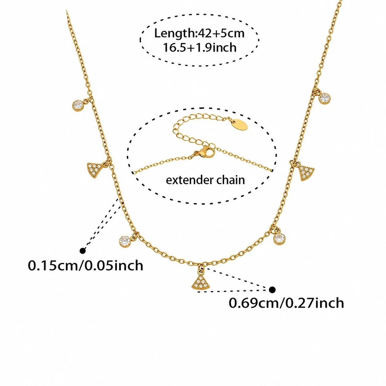 Celestial Bead Chain Star Y-Drop Stainless Steel Jewelry Set - Gold A 42+5 cm