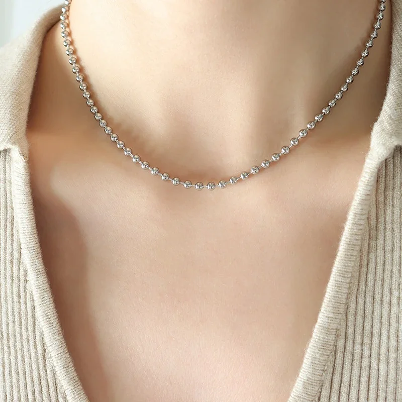 Celestial Bead Chain Star Y-Drop Stainless Steel Jewelry Set - Silver Single-Layer 35+6 cm