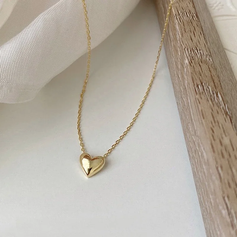 Polished Heart 925 sterling silver Pendant Necklace - Gold