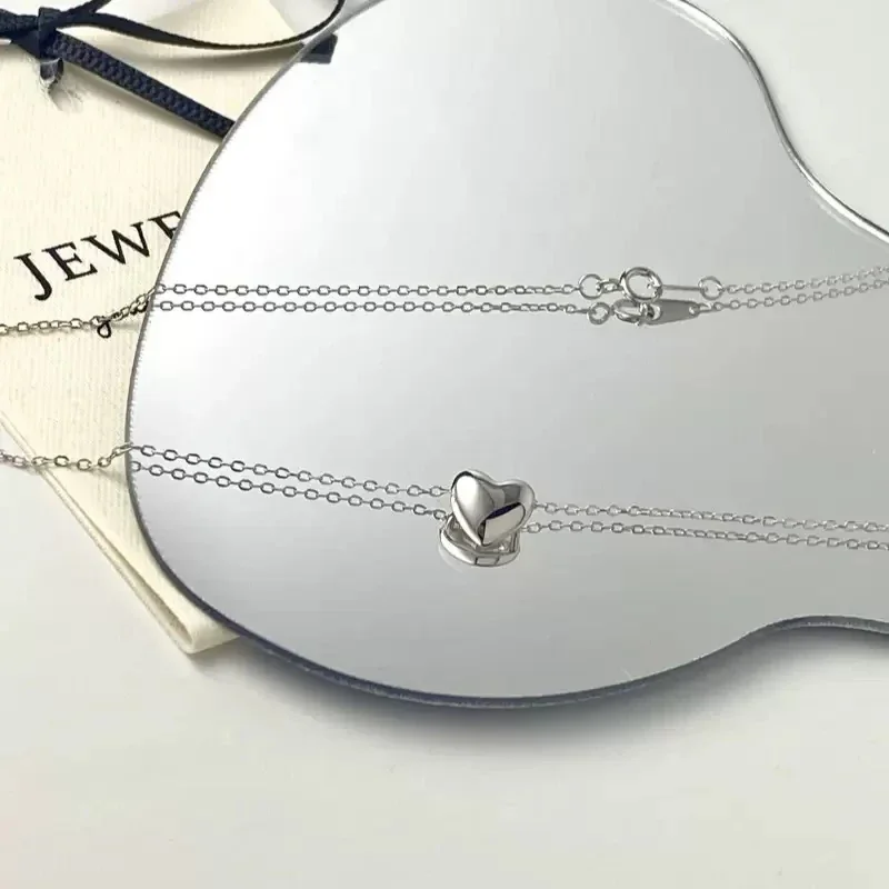 Polished Heart 925 sterling silver Pendant Necklace - Silver