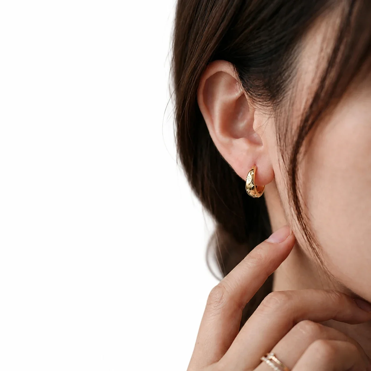 Polished Star-Motif 925 Sterling Silver Huggie Earrings