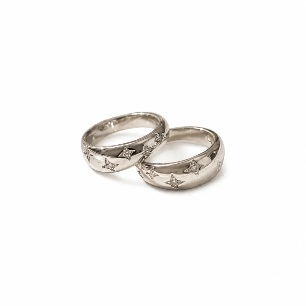 Polished Star-Motif 925 Sterling Silver Huggie Earrings