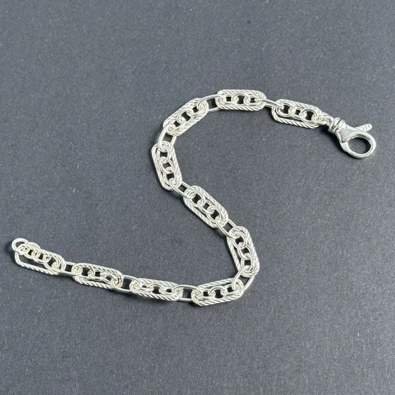 Braided Oval-Link 925 Sterling Silver Chain Bracelet