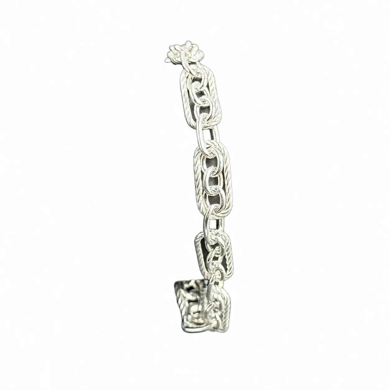 Braided Oval-Link 925 Sterling Silver Chain Bracelet