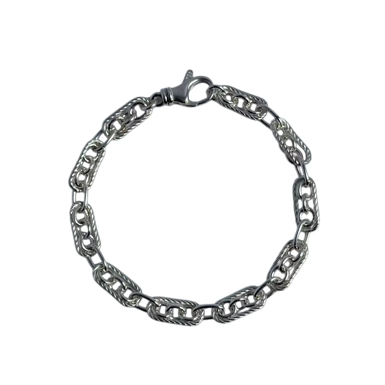Braided Oval-Link 925 Sterling Silver Chain Bracelet