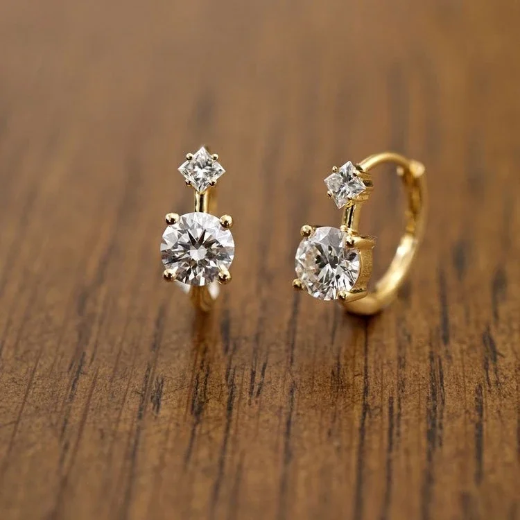 Petite Gold-Plated Two-Stone Hoop Earrings