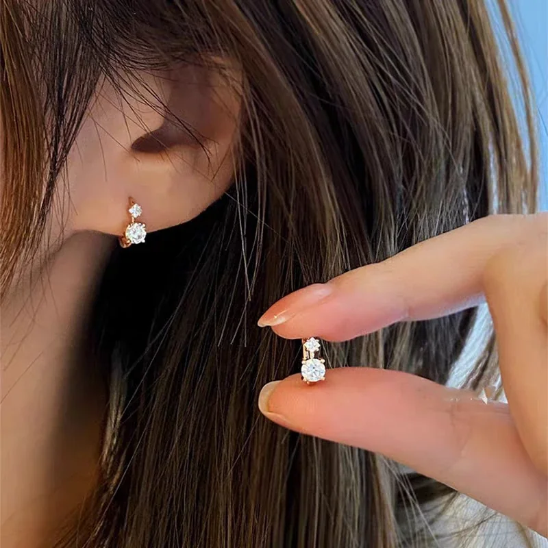 Petite Gold-Plated Two-Stone Hoop Earrings