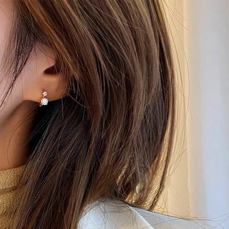 Petite Gold-Plated Two-Stone Hoop Earrings