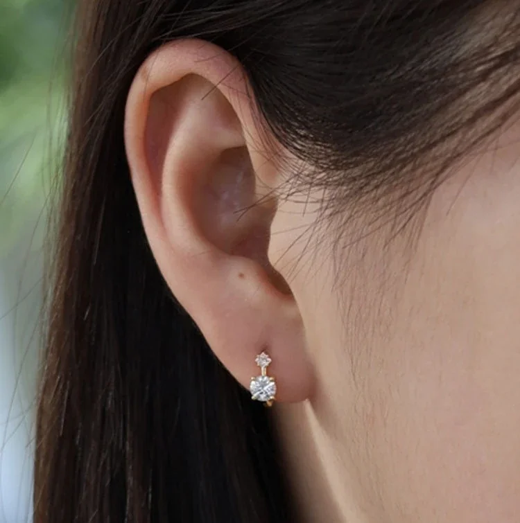 Petite Gold-Plated Two-Stone Hoop Earrings