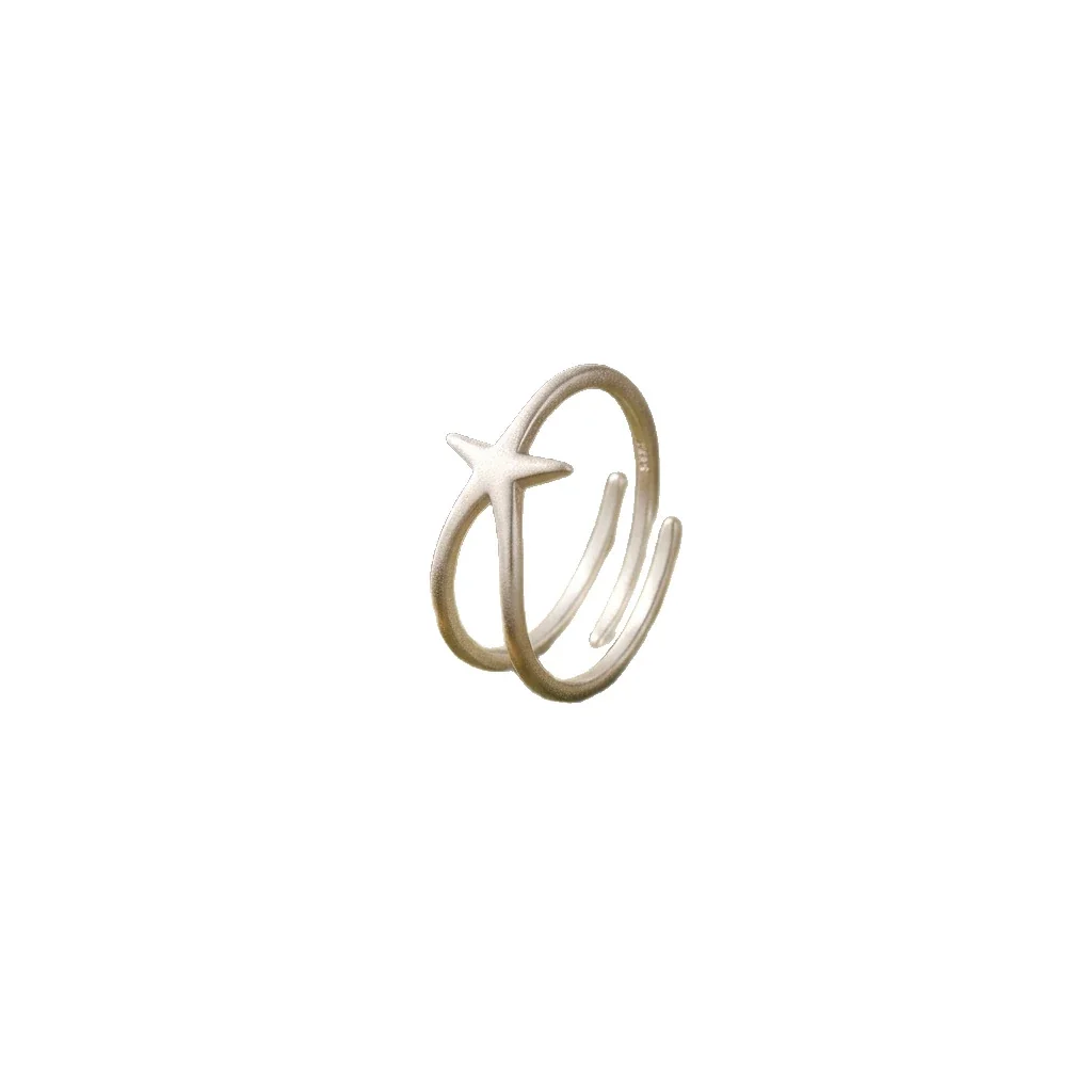 Matte Starfish Open-Front 925 Sterling Silver Ring