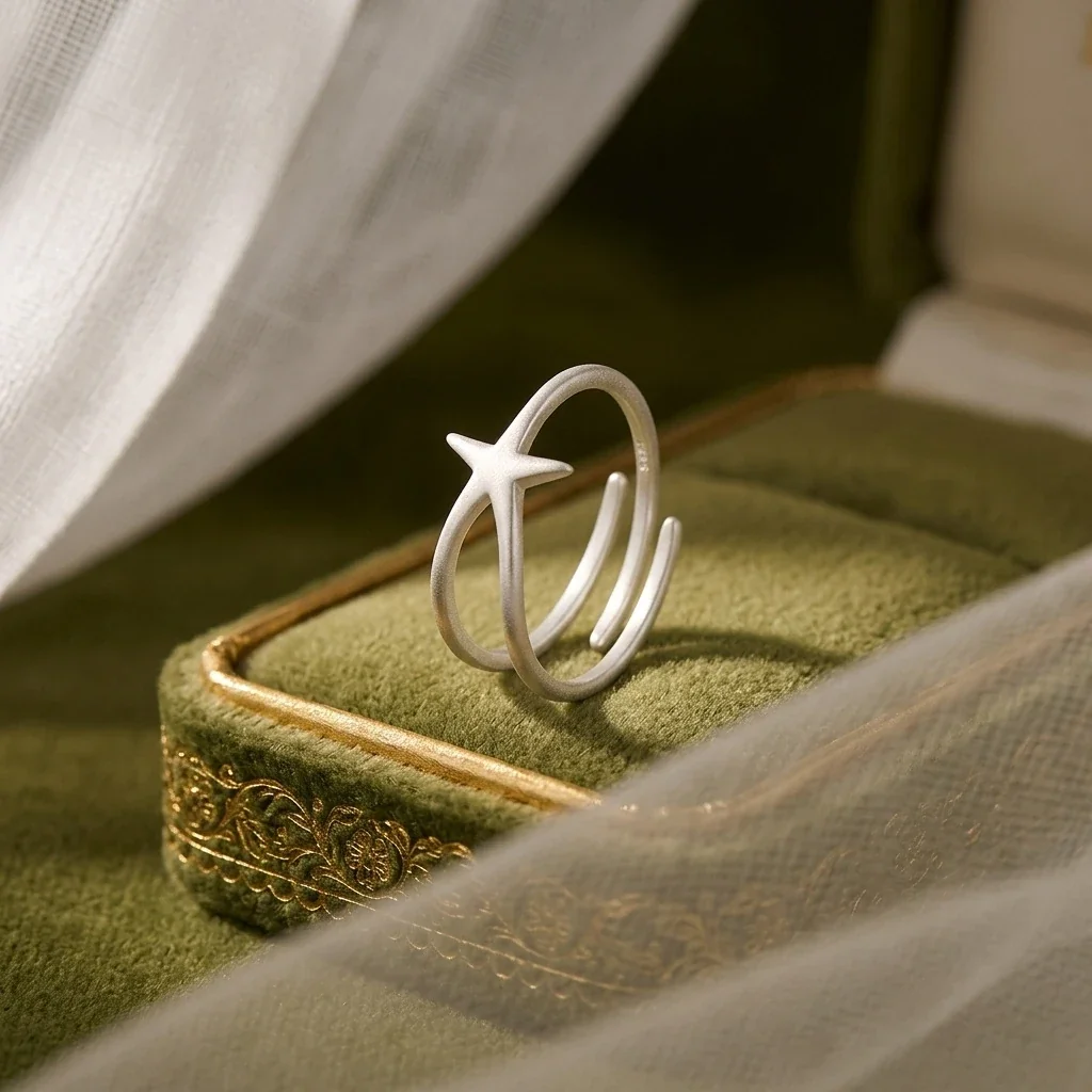 Matte Starfish Open-Front 925 Sterling Silver Ring