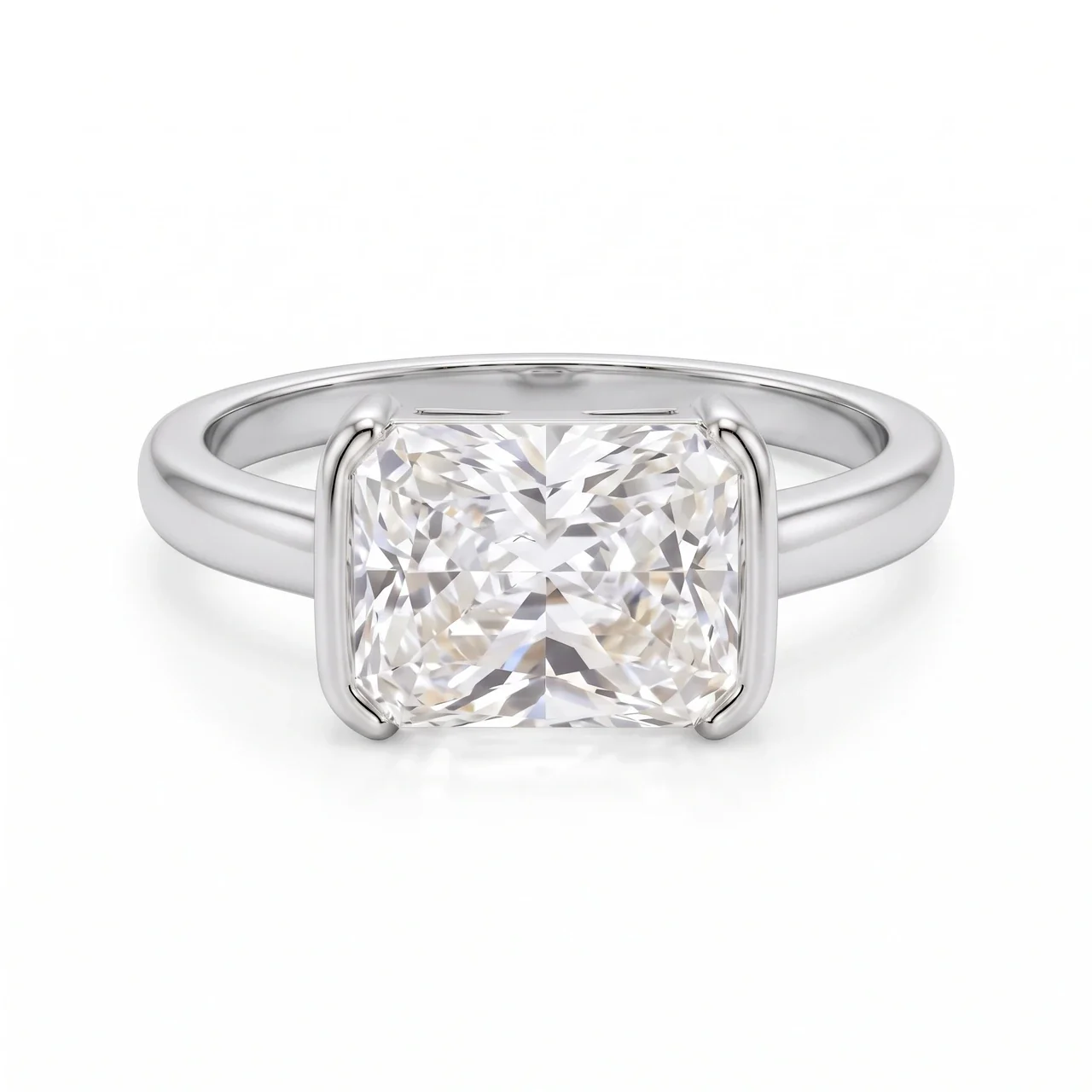 Refined Copper Emerald-Cut Four-Prong Solitaire Ring