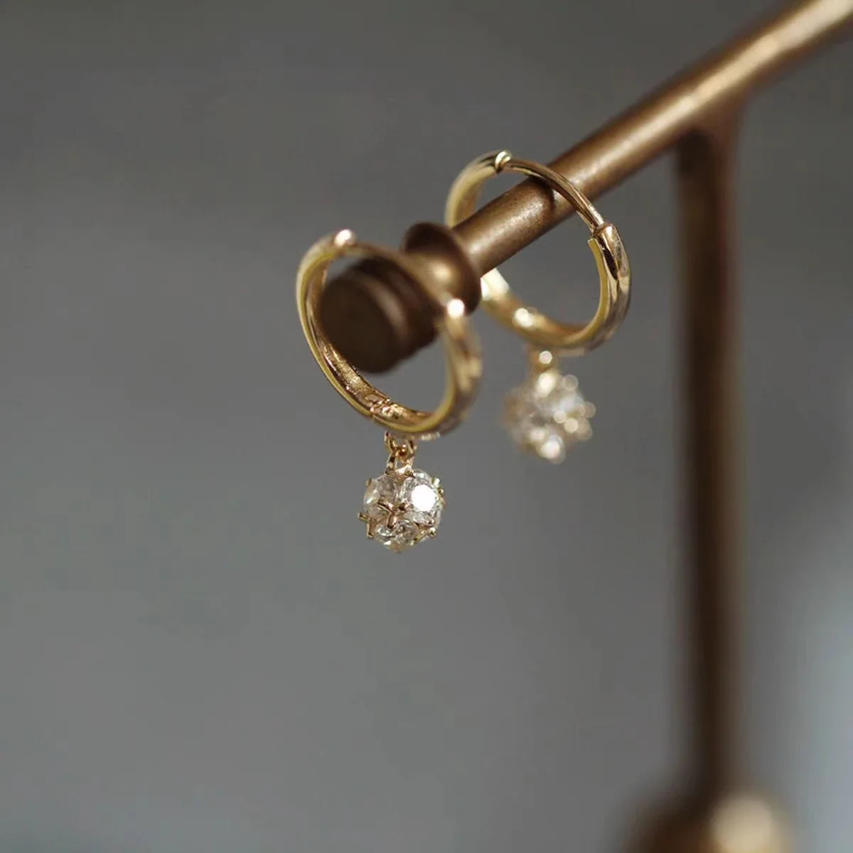 Petite 925 Sterling Silver Prong-Set CZ Drop Hoop Earrings