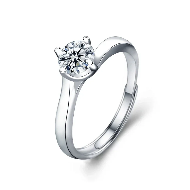 Sculptural Round Moissanite Twist 925 Sterling Silver Ring
