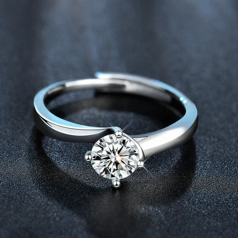 Sculptural Round Moissanite Twist 925 Sterling Silver Ring