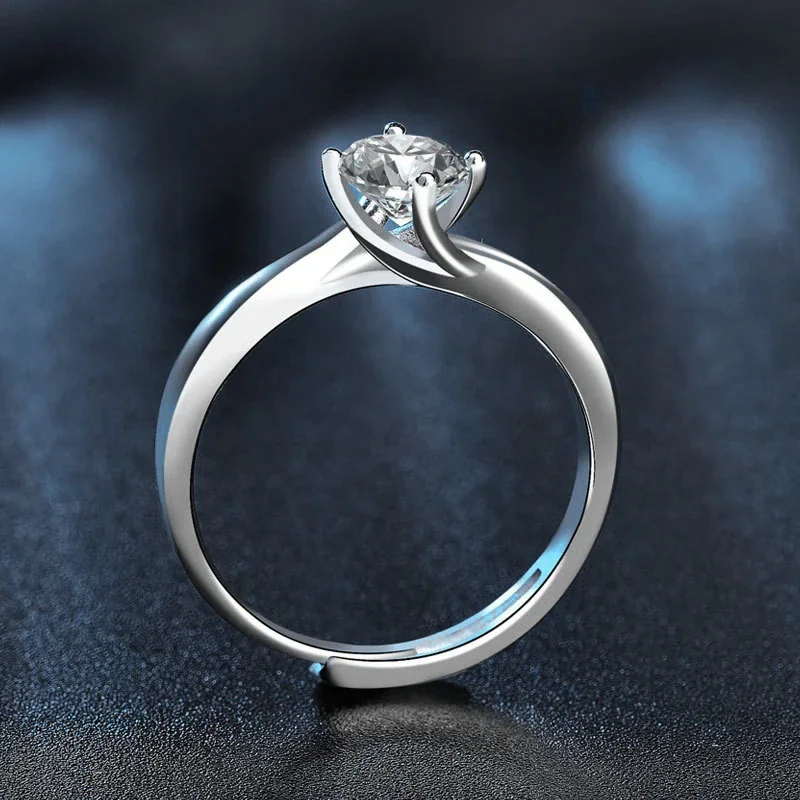 Sculptural Round Moissanite Twist 925 Sterling Silver Ring
