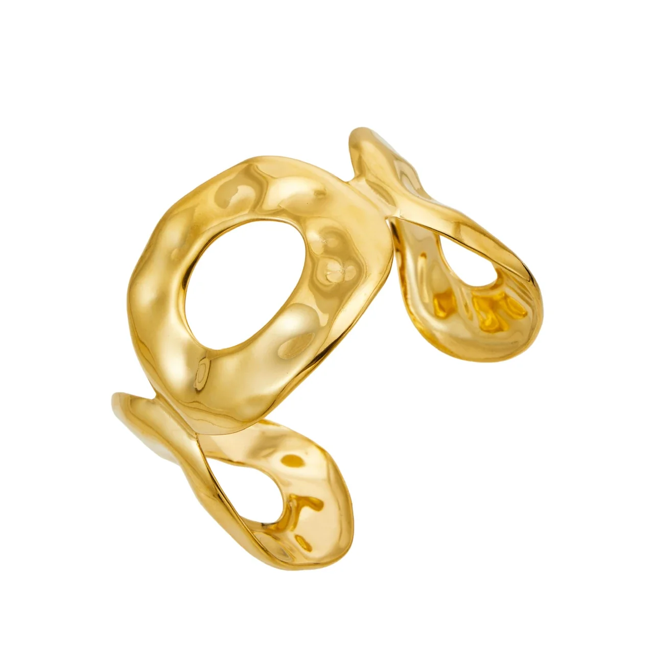 Sculptural Hammered Stainless Steel Cutout Bangle