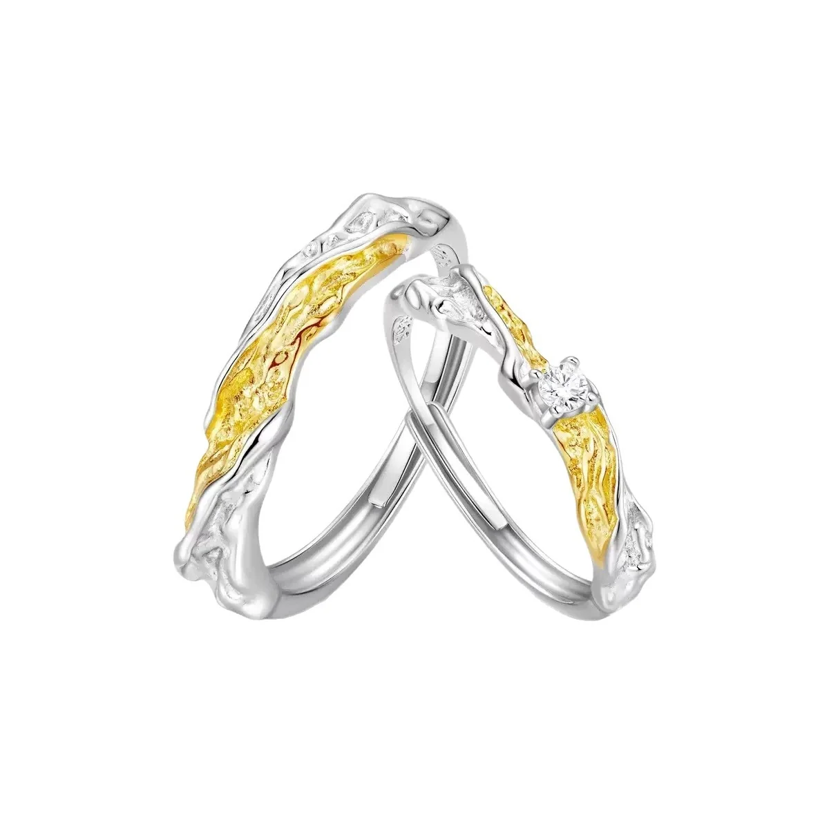 Sculptural Mobius 925 Sterling Silver Prong-Set Crystal Ring