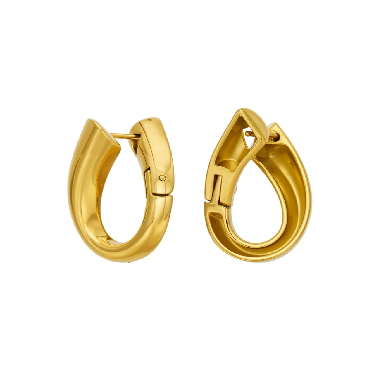 Sculptural Gold-Plated Teardrop Huggie Earrings