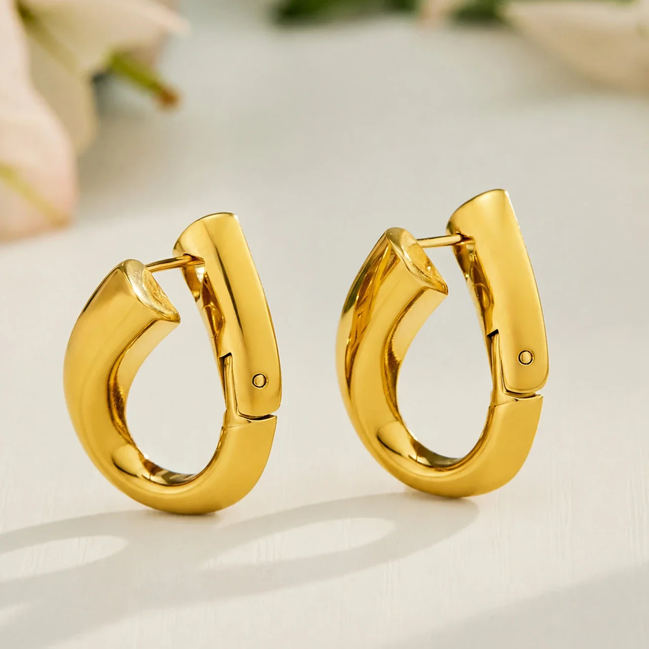 Sculptural Gold-Plated Teardrop Huggie Earrings