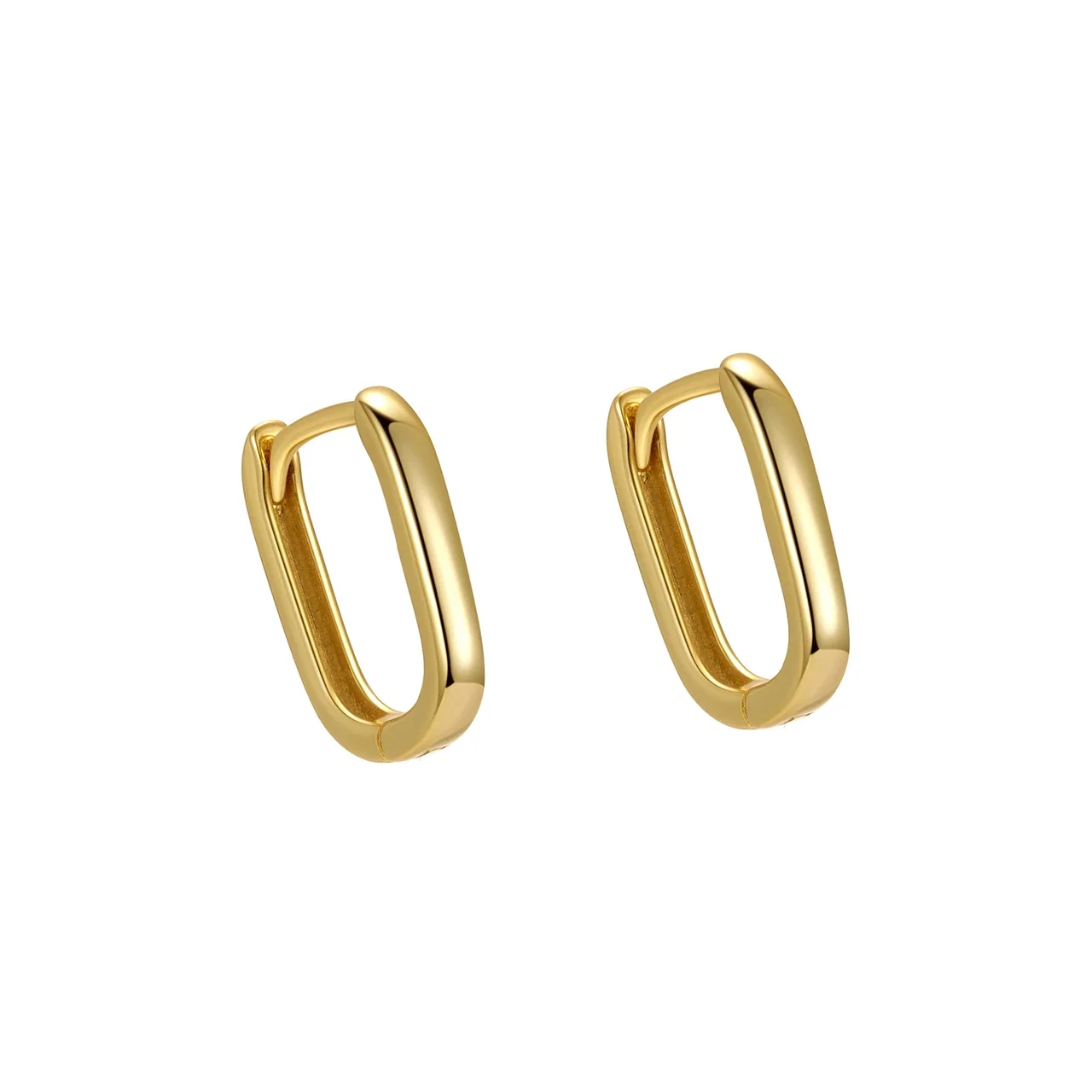 Sleek 925 Sterling Silver Rounded Rectangle Hoop Earrings