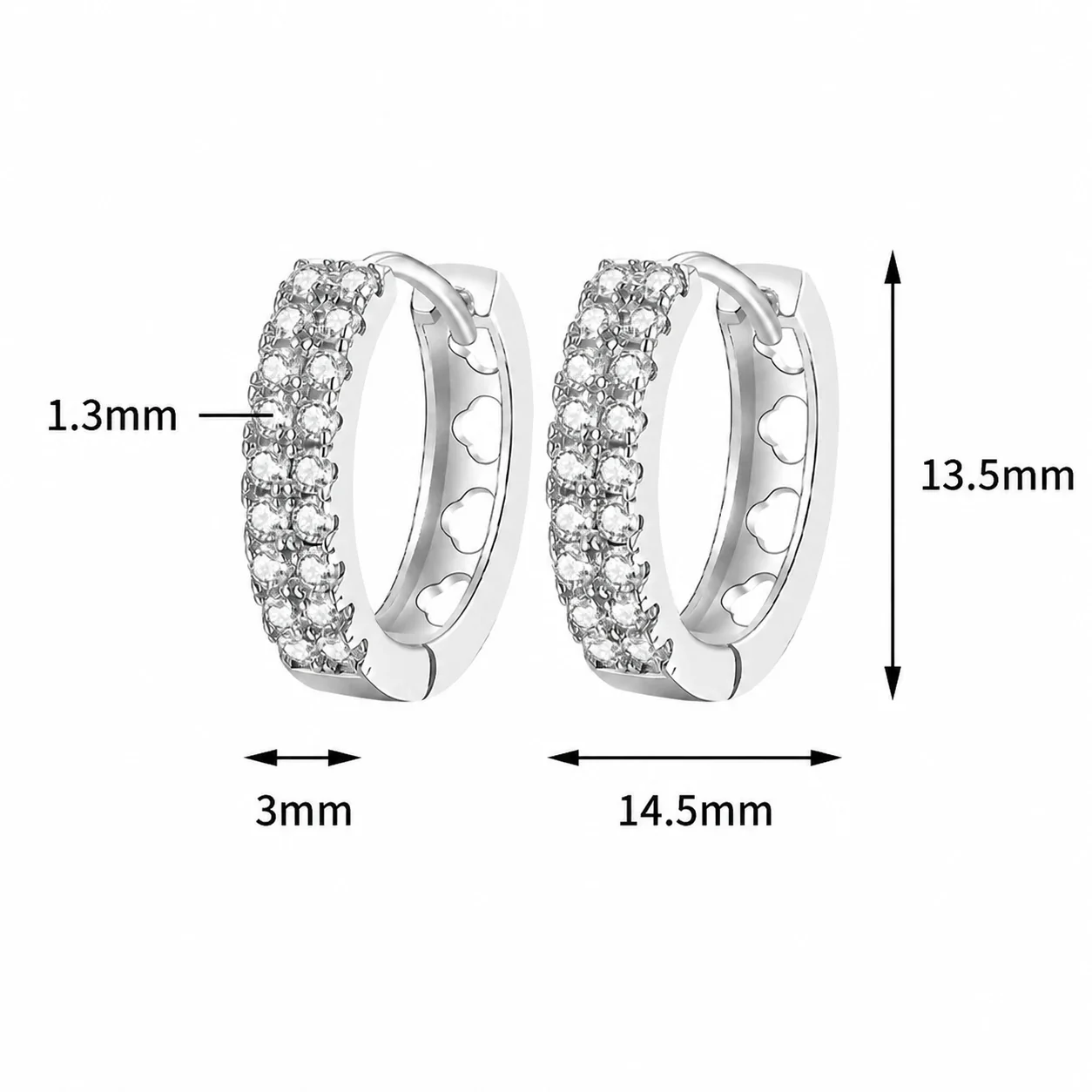 Polished Pavé Moissanite 925 Sterling Silver Hoop Earrings - Moissanite