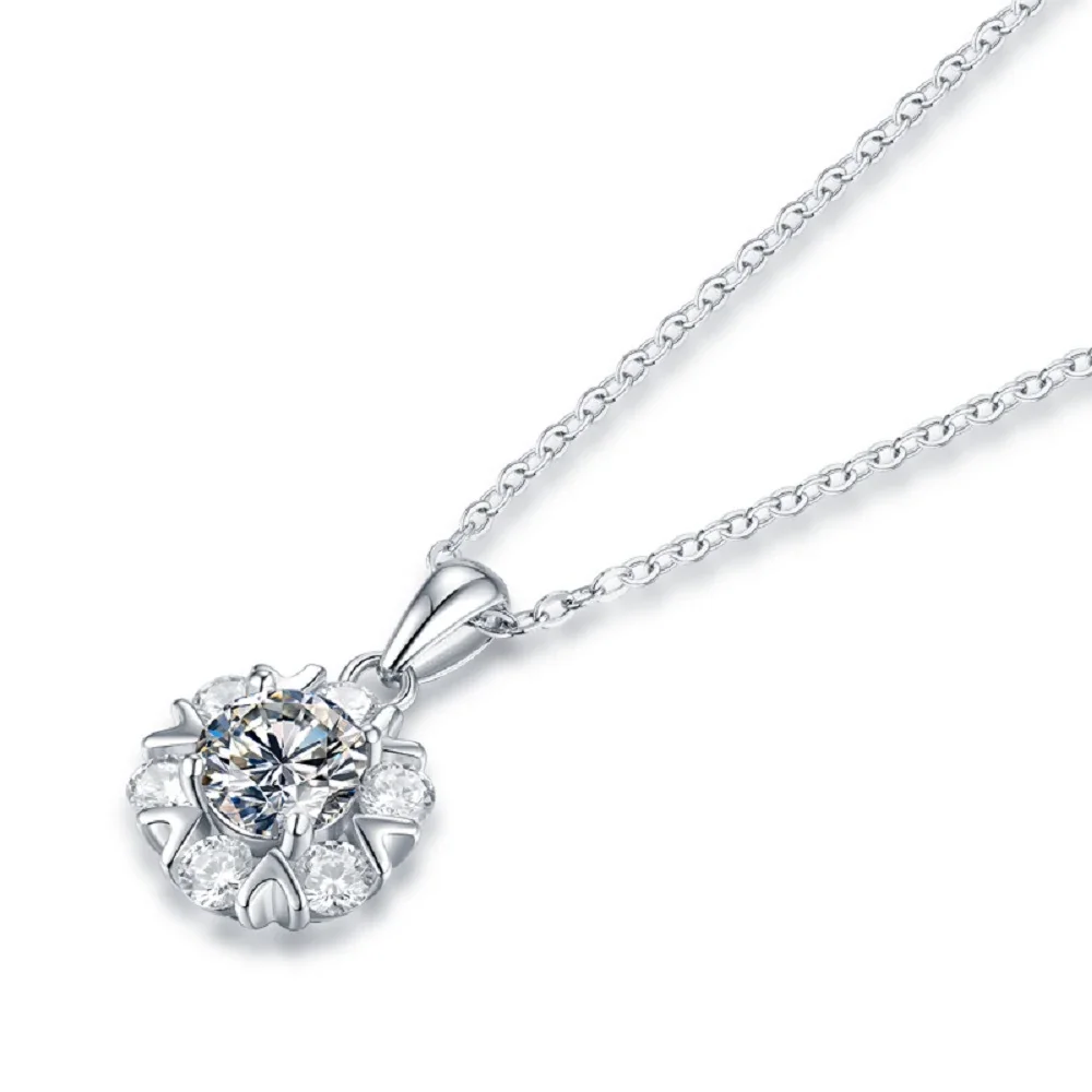 Radiant 925 Sterling Silver Snowflake Cluster Pendant Necklace