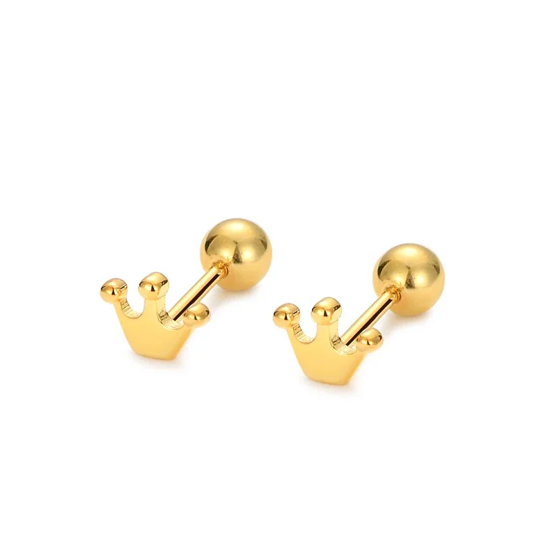 Petite 925 Sterling Silver Three-Point Crown Stud Earrings
