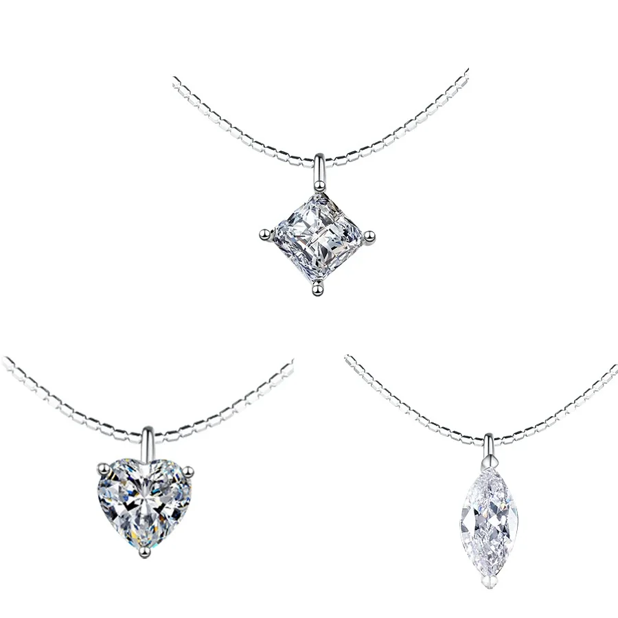 Refined Multi-Cut Moissanite Prong-Set 925 Sterling Silver Necklace