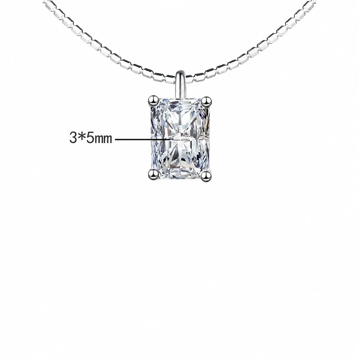 Refined Multi-Cut Moissanite Prong-Set 925 Sterling Silver Necklace - ct Princess Moissanite