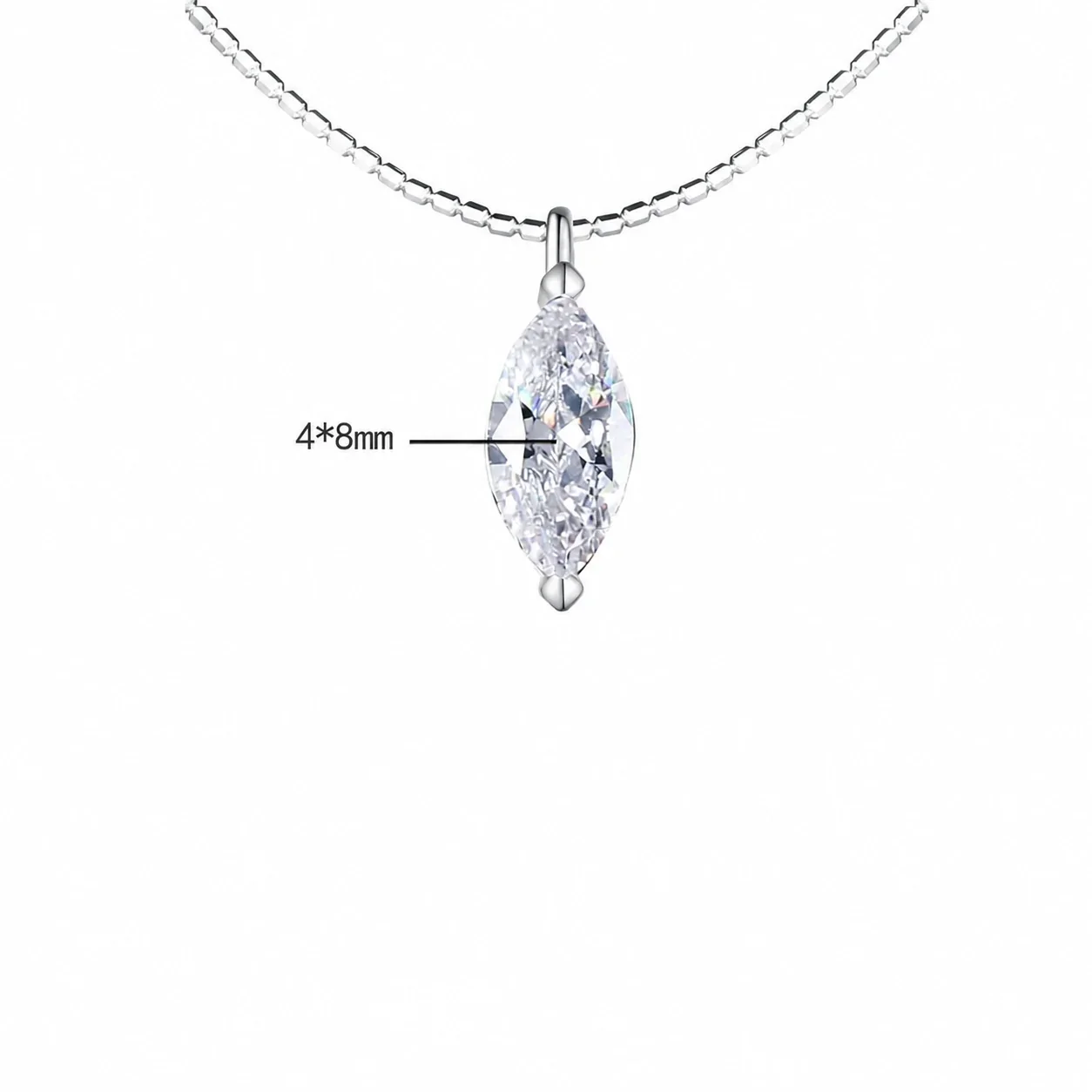 Refined Multi-Cut Moissanite Prong-Set 925 Sterling Silver Necklace - . ct Marquise Moissanite