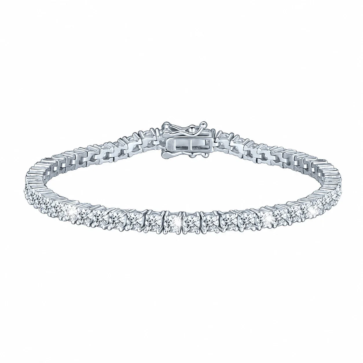 Refined 925 Sterling Silver Round Prong-Set Tennis Bracelet
