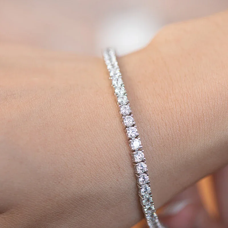 Refined 925 Sterling Silver Round Prong-Set Tennis Bracelet