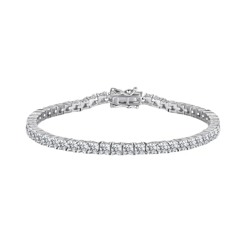 Refined 925 Sterling Silver Round Prong-Set Tennis Bracelet