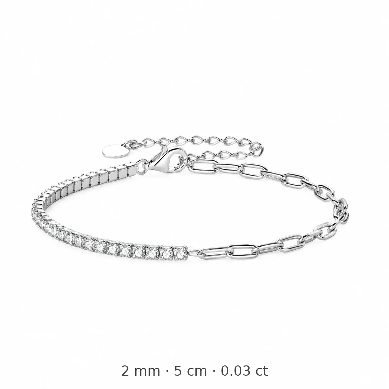 Refined 925 Sterling Silver Round Prong-Set Tennis Bracelet - 2 mm Moissanite, Silver