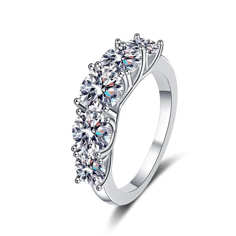 Five-Stone Prong-Set 925 Sterling Silver Moissanite Ring
